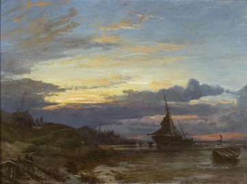 サミュエル・ボー Painting - ファイフ海岸の日の出 サミュエル・ボー港の風景
